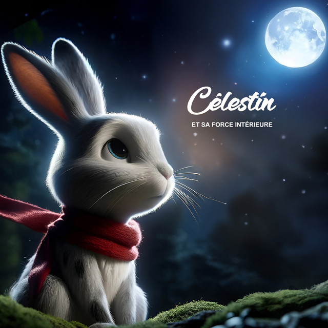 Couverture du livre pour enfant "Célestin et sa Force Intérieure" montrant Célestin admirant le ciel nocturne étoilé, symbolisant la recherche de la résilience intérieure.