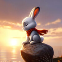 Célestin en méditation au coucher du soleil, symbolisant le calme et la réflexion intérieure.
