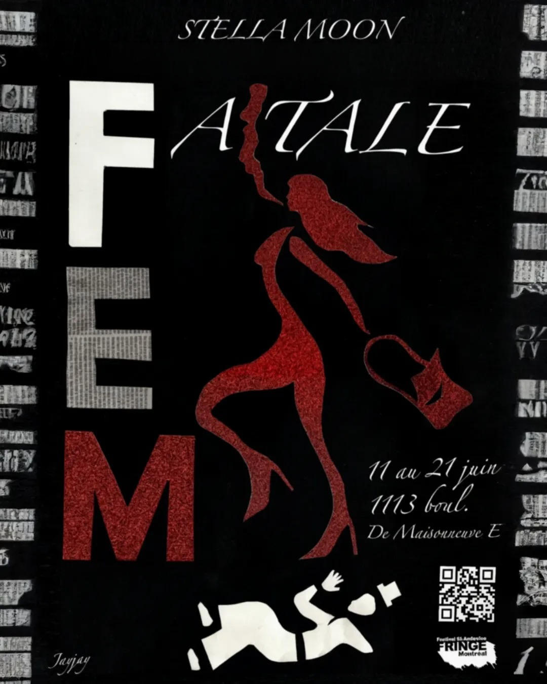 Affiche officielle du spectacle FEM Fatale par Stella Moon au Fringe de Montréal 2026