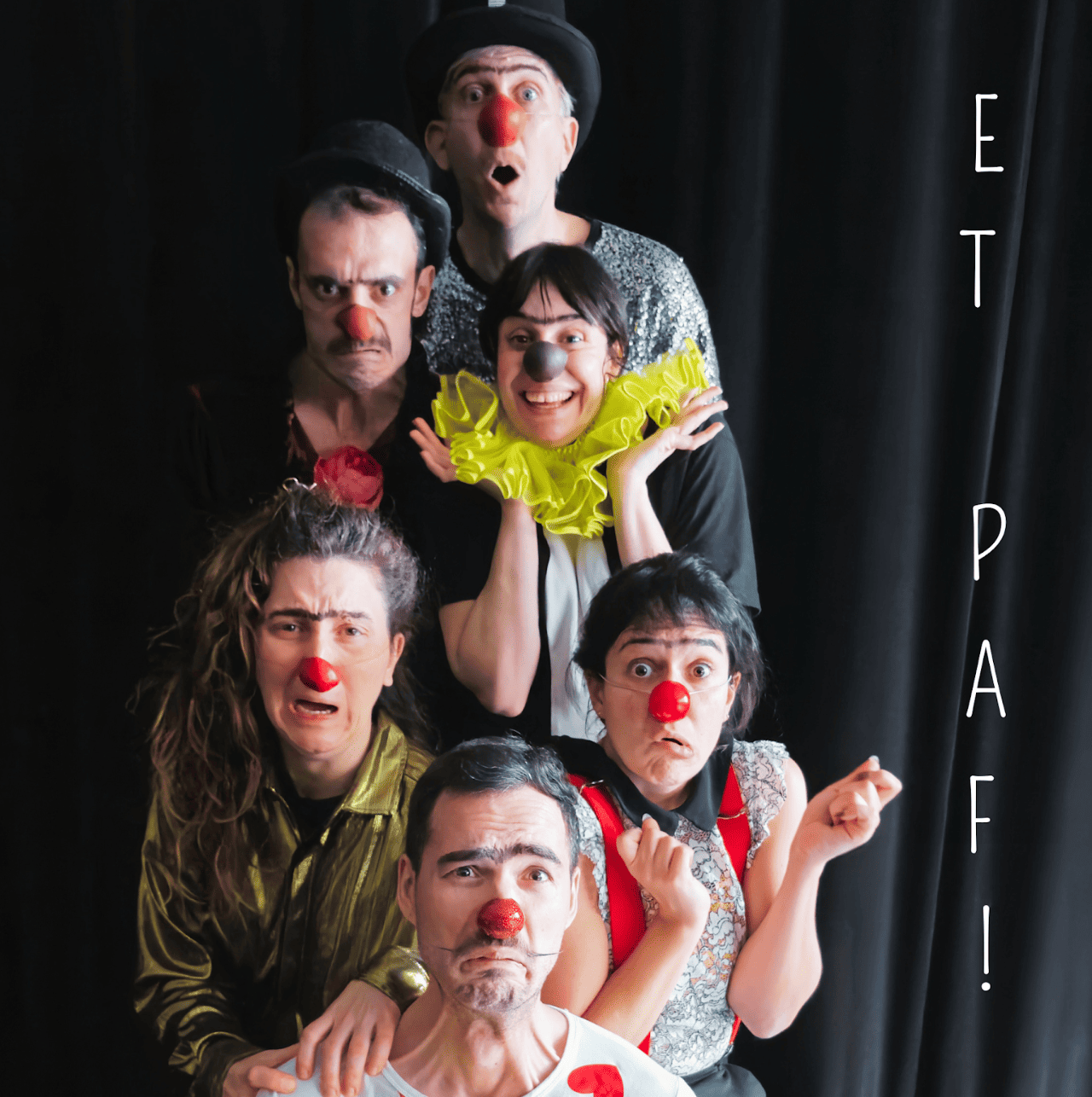 Les clowns du Collectif Nez Oui Nez Non en nez rouges sur l'affiche du spectacle Et Paf ! au Fringe de Montréal 2026.